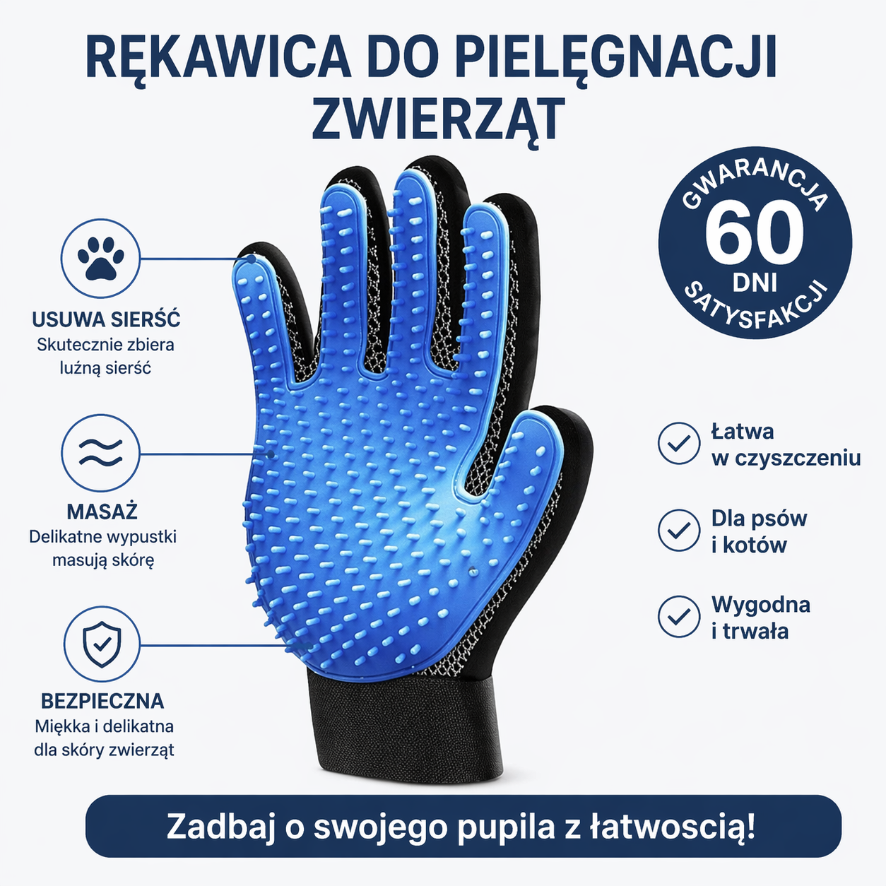 Rękawica do pielęgnacji zwierząt